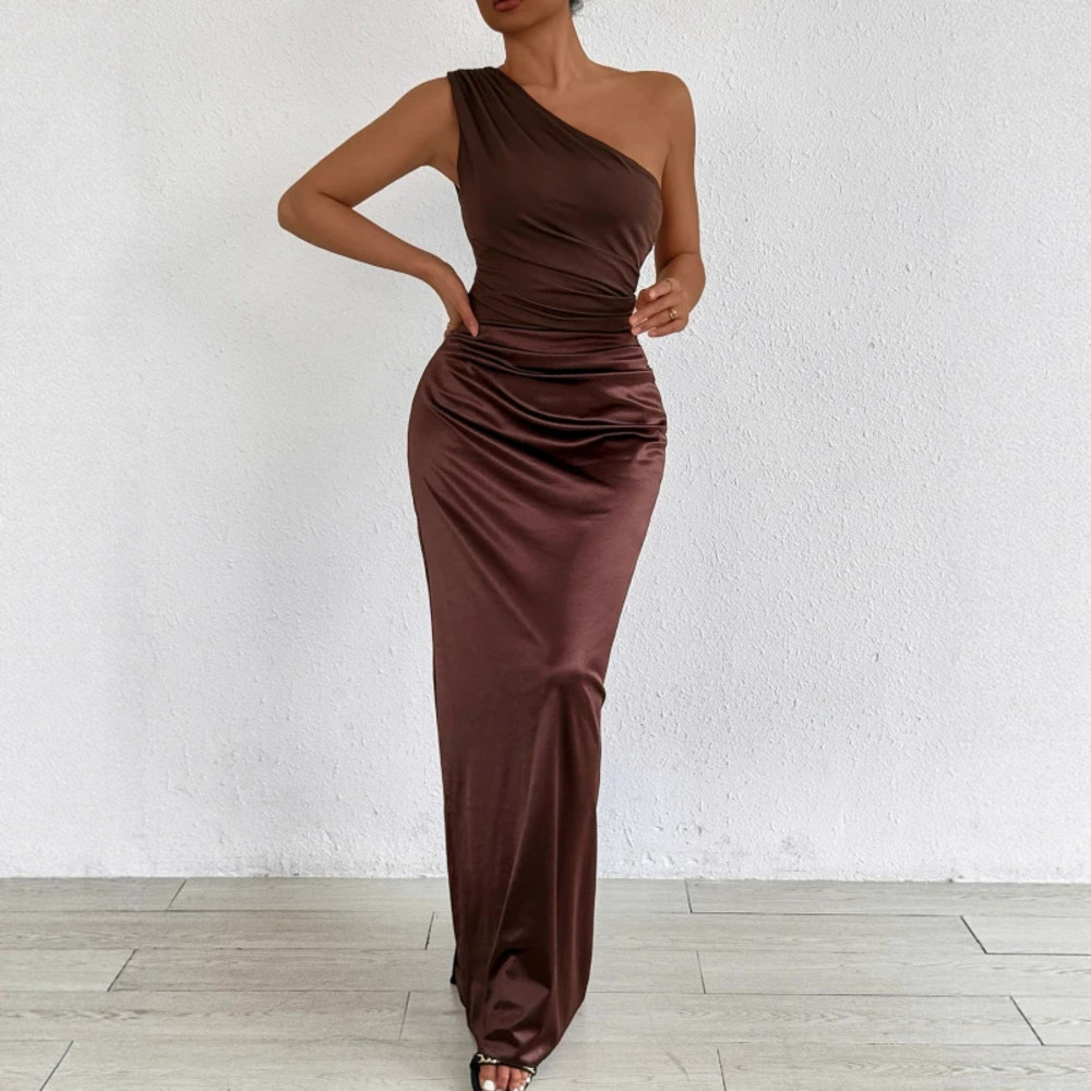 Fall Sexy Elegant One Shoulder Two Piece Dress Set Slim Fit